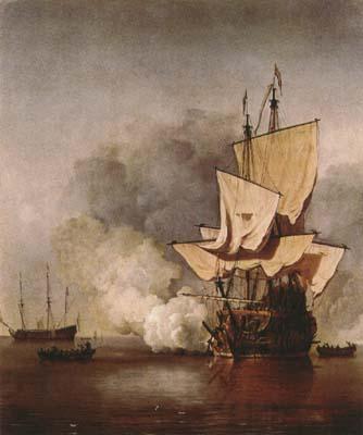 VELDE, Willem van de, the Younger The Cannon Shot (mk08) Sweden oil painting art